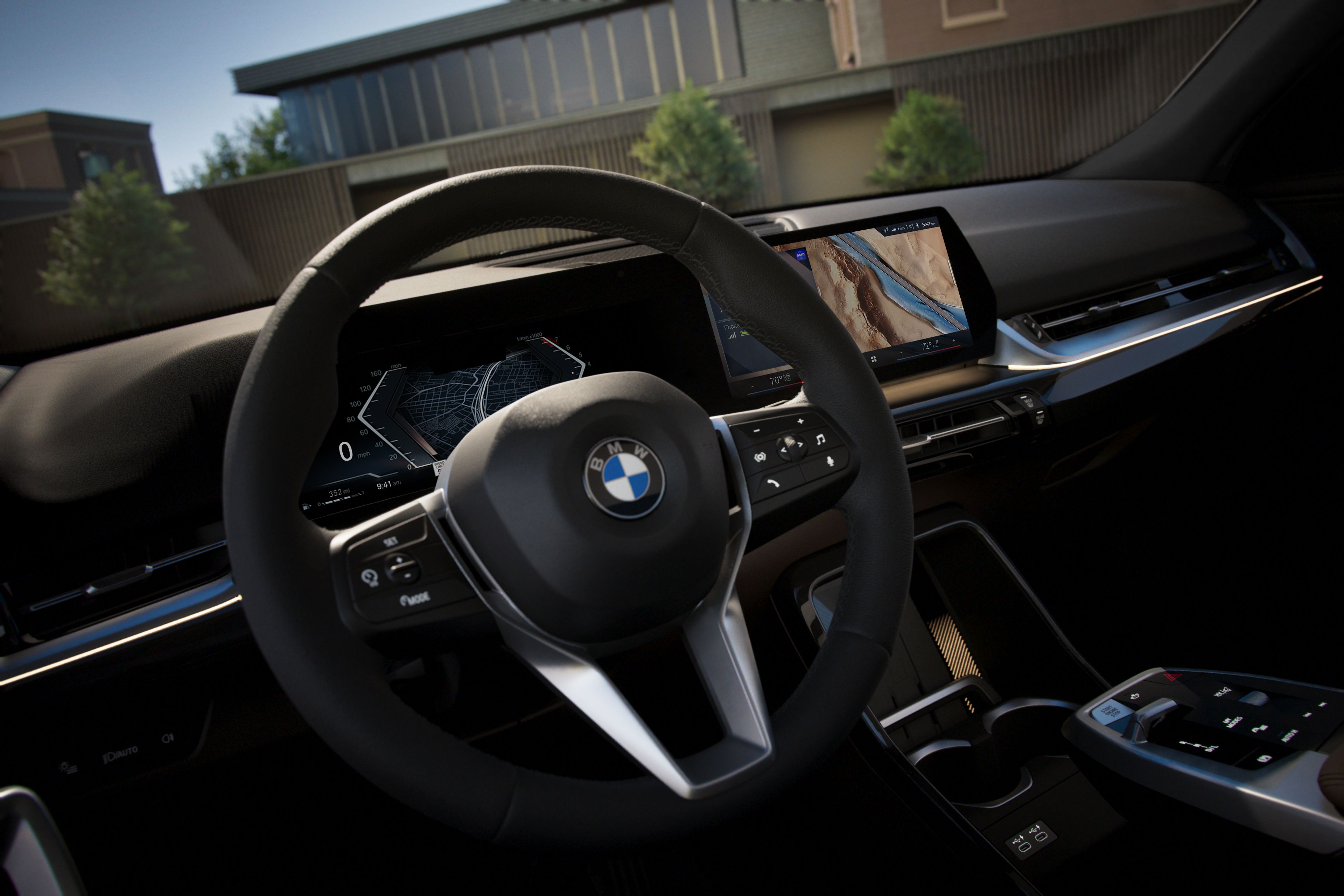 Detail shot of the driver's point of view inside the X2