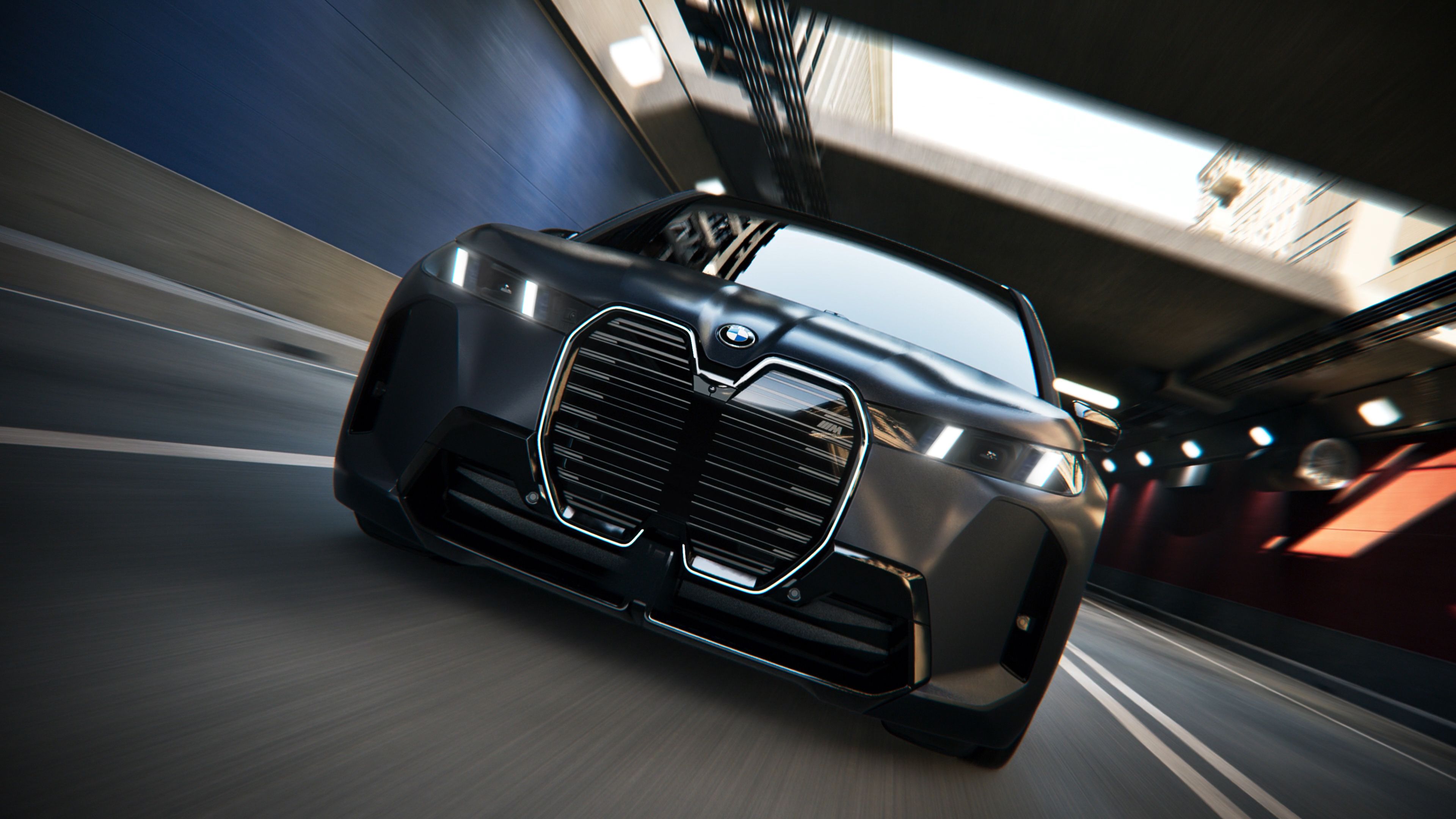 Dynamic shot of the BMW iX M70 showcasing its impressive performance